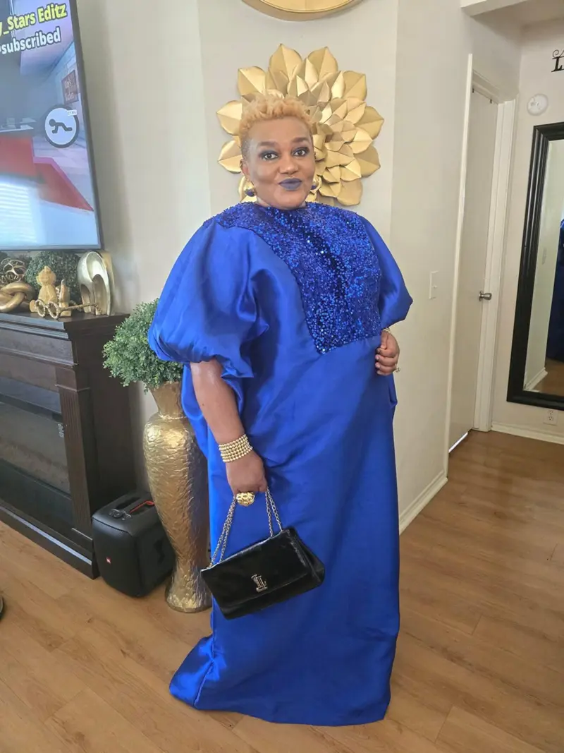 Elegant African Women Bubu Mikado Sequin Kaftan Nigeria Boubou Dress - Free Shipping - Image 3