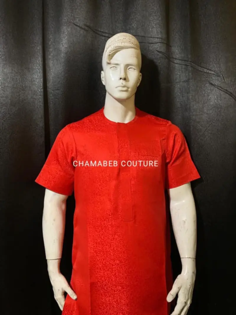 AGBADA for Men 5Pcs, African Wedding Suit, African Agbada, and Coral Beads Set - Free Shipping - Image 4